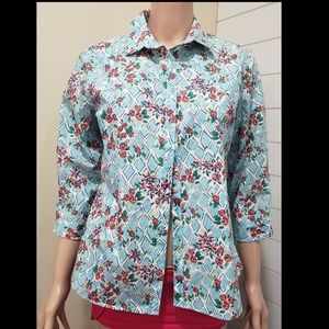 Lands' End Floral Button-Down Shirt - Size 10 P